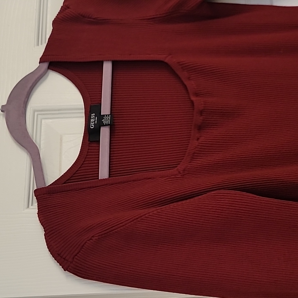 Guess Midi Dress Women's Large Burgundy Red